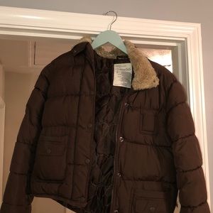 brown winter jacket